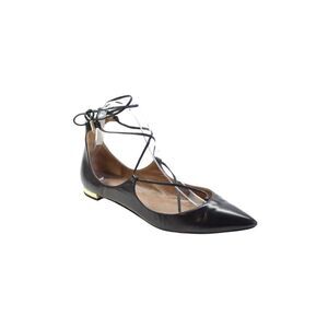 Aquazzura Womens Pointed Toe Strappy Leather Ballet Flats Black Size 36.5